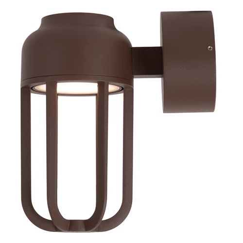 Lucide WELLS - Lámpara de pared Dentro/Fuera - Ø 10 cm - LED - 1x8W 2700K - IP54 - Marrón óxido | Essential - detalle 1